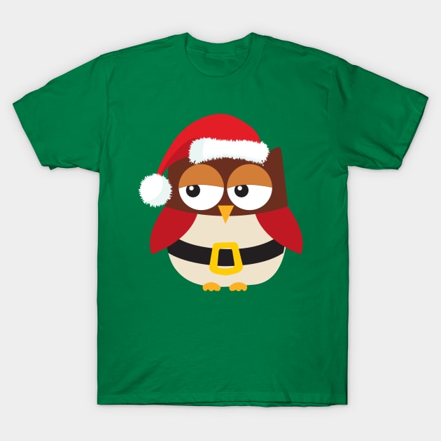 Santa Claus Owl T-Shirt by JunkyDotCom